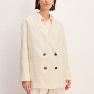 NWT Everlane The Linen Double Breasted Bone Blazer Jacket